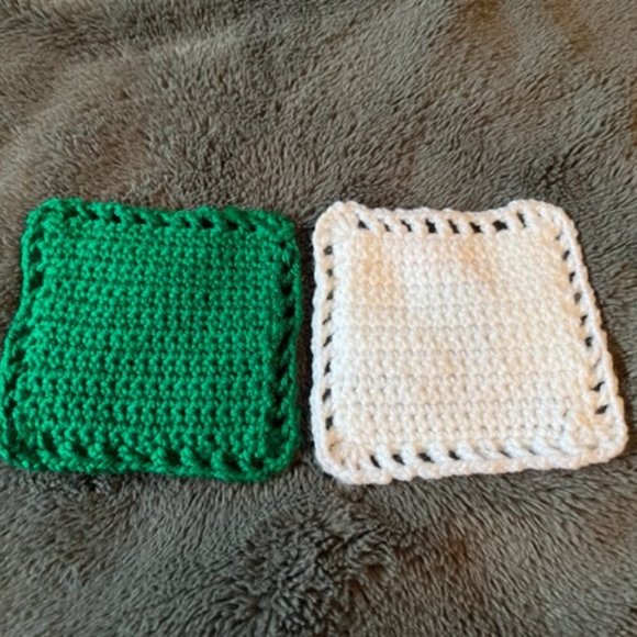 Christmas Coasters Handmade Crocheted Items Set of Two Candle & Snowman - Picture 2 of 7